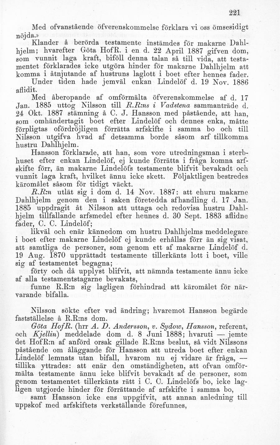 Sidbild, NJA 1889 s. 221